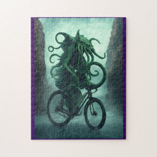 The Eldritch Cyclist: Cthulhu Rides a Bike Jigsaw Puzzle