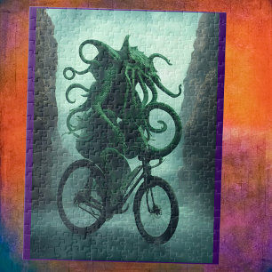 The Eldritch Cyclist: Cthulhu Rides a Bike Jigsaw Puzzle