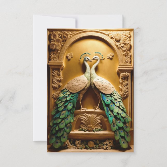 The Elegance of a Peacock Couple" Thank You Card (Front)