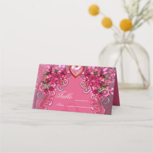 The elegance of pink flowers place card