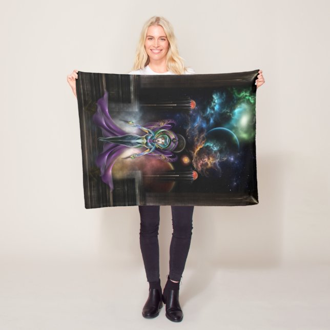 The Elegance Of Trilia Fractal Portrait NSE Fleece Blanket (In Situ)