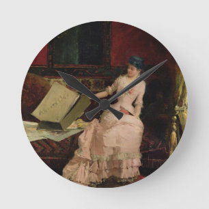 The Elegant Connoisseur, 1883 (oil on canvas) Round Clock