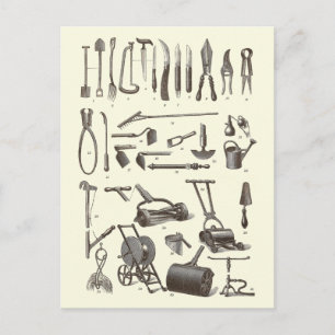 The Elegant Gardener - Antique Garden Tools Postcard