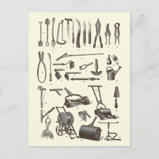 The Elegant Gardener - Antique Garden Tools Postcard