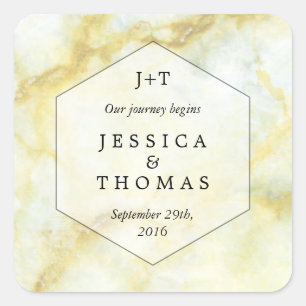 The Elegant Marble Effect Wedding Collection Square Sticker
