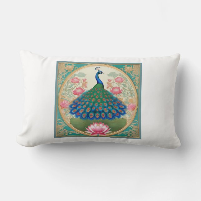 the_elegant_ peacock_ patterns lumbar cushion (Front)