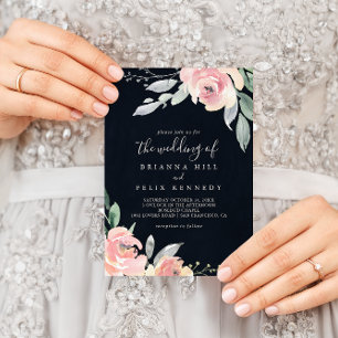 The Elegant Pink Blush Floral Wedding Of  Invitation