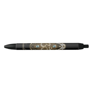 The elegant sign Ohm. Black Ink Pen