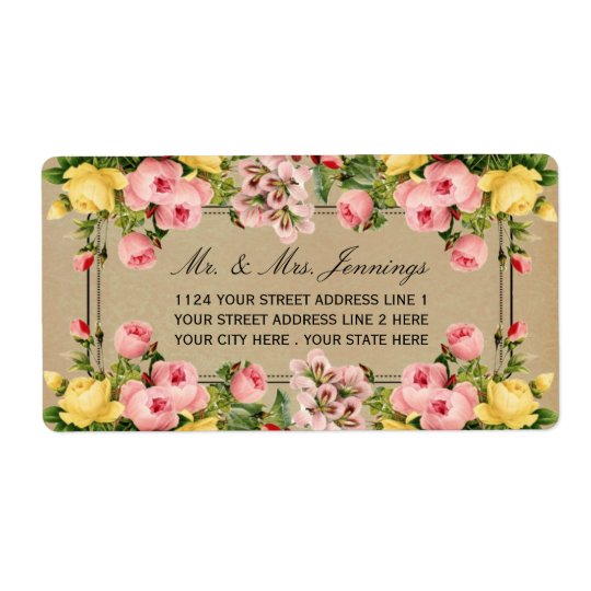 The Elegant Vintage Floral Wedding Collection Shipping Label