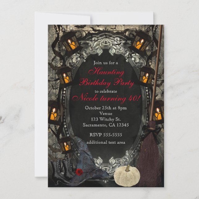 The Elegant Witch Classy Birthday Halloween Party Invitation (Front)