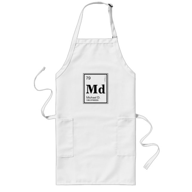 The Element of You! Custom Name Periodic Table Blk Long Apron (Front)
