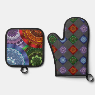 The Elements Mandalas Oven Mitt & Pot Holder Set