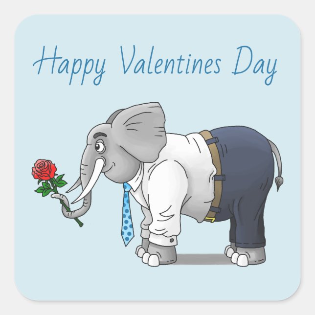 The Elephants Happy Valentines Day Square Sticker (Front)