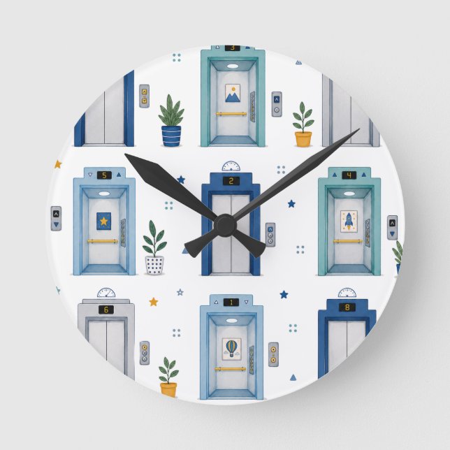 The Elevator Collection - Boy Edition 9 Lifts  Round Clock (Front)