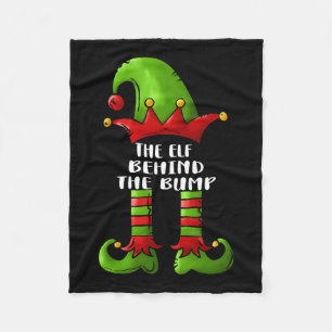 The Elf Behind The Bump Christmas Pregnancy Announ Fleece Blanket