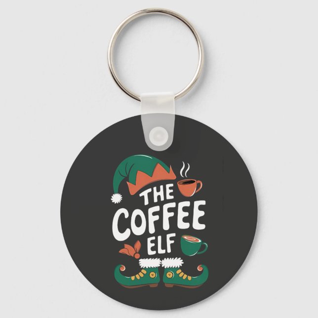 The Elf Coffee Funny Christmas Elf Coffeine Lover  Key Ring (Front)