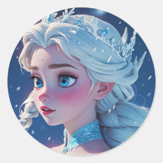 the elsa queen classic round sticker