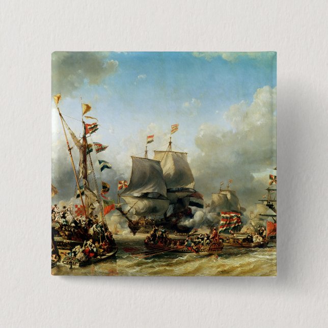 The Embarkation of Ruyter and William de Witt 15 Cm Square Badge (Front)