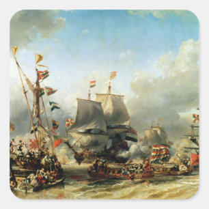 The Embarkation of Ruyter and William de Witt Square Sticker