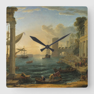 The Embarkation of the Queen of Sheba Square Wall Clock