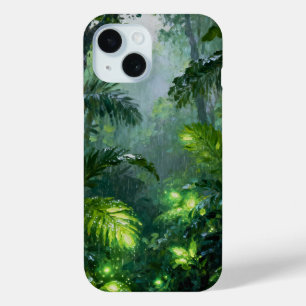 The Emerald Luminescence: A Whispering Rainfall iPhone 15 Case