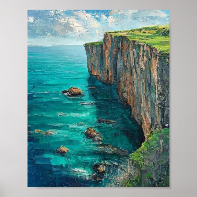 The Emerald Precipice: A Textured Symphony of Sunl Poster (Front)