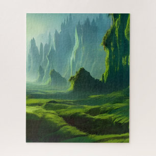 The Emerald Valley Fantasy Art Postcard Jigsaw Puzzle