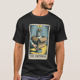 The Emperor Tarot Card Cat In Box Food Bowl Funny T-Shirt