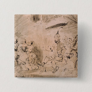 The Emperor Timur on his Throne 15 Cm Square Badge