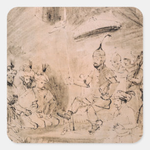 The Emperor Timur on his Throne Square Sticker