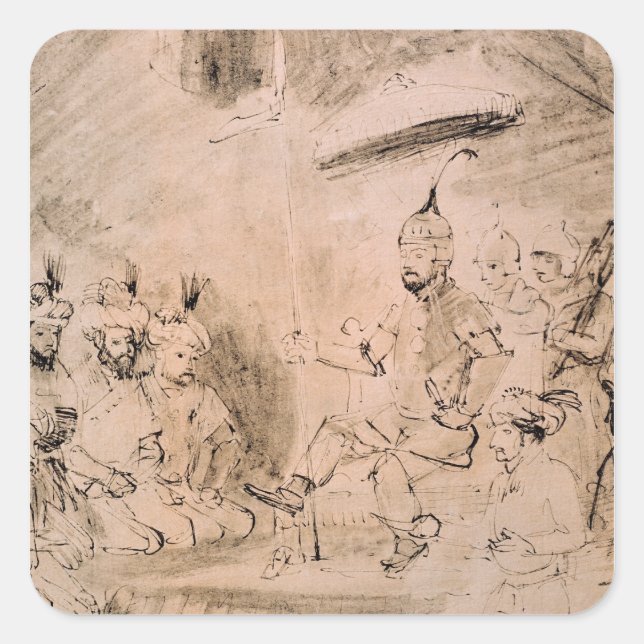 The Emperor Timur  on his Throne Square Sticker (Front)