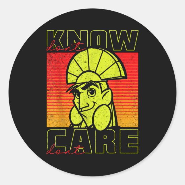 The Emperor's New Groove Kuzco Don't Know Don't Ca Classic Round Sticker (Front)