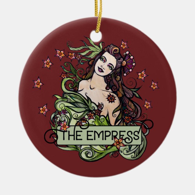 The Empress Tarot Card Ceramic Ornament (Front)