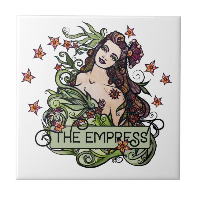 The Empress Tarot Card Ceramic Tile (Front)