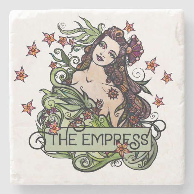 The Empress Tarot Card Stone Coaster (Front)