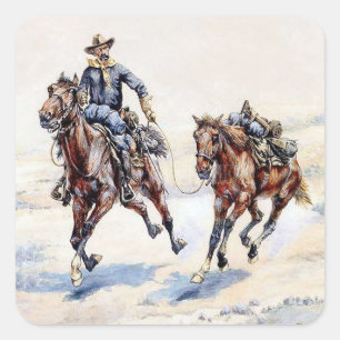 The Empty Saddle Western Art by Frederic Remington Square Sticker
