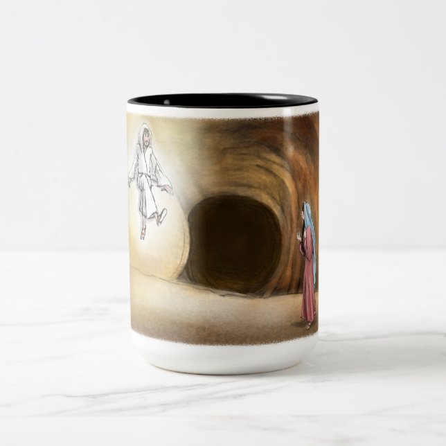 The Empty Tomb Two-Tone Mug, 15 oz Coffee Mug (Center)