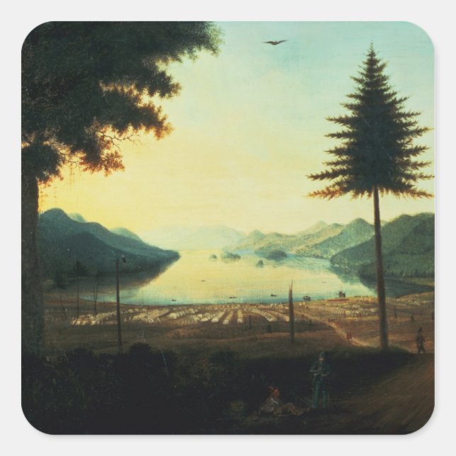 The Encampment at Lake George, New York, 1759 (oil Square Sticker (Front)
