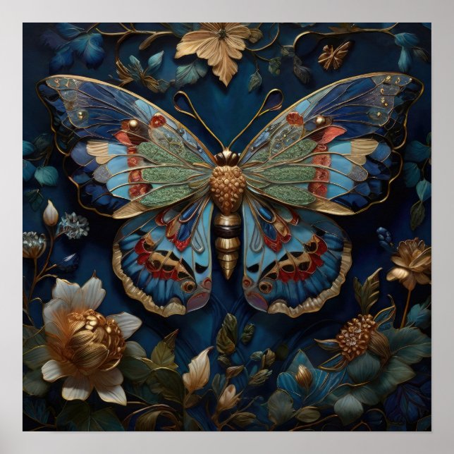 The Enchanted Flutter - Butterfly Digital Art Poster (Front)