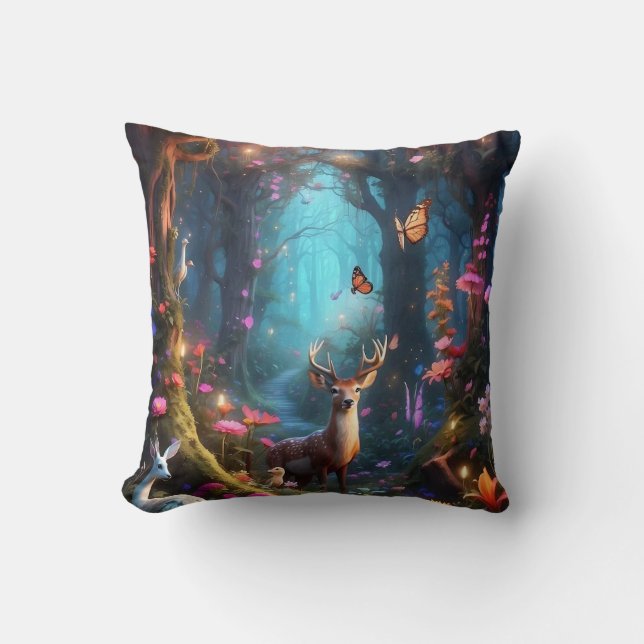 The Enchanted Forest a Mystical Oasis Cushion (Front)