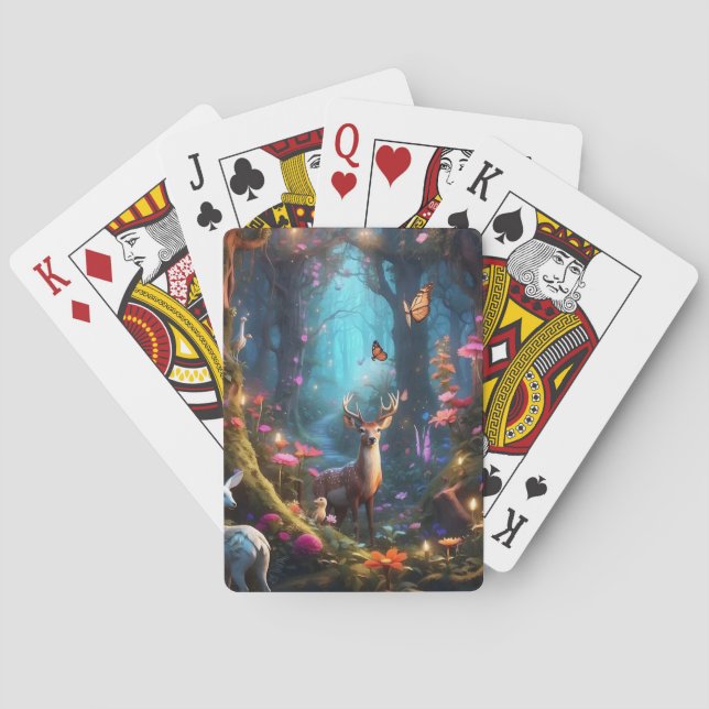 The Enchanted Forest a Mystical Oasis Playing Cards (Back)