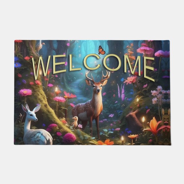 The Enchanted Forest a Mystical Oasis Welcome Doormat (Front)