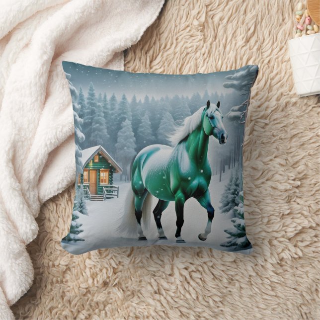 The Enchanted Green Horse Cushion (Blanket)