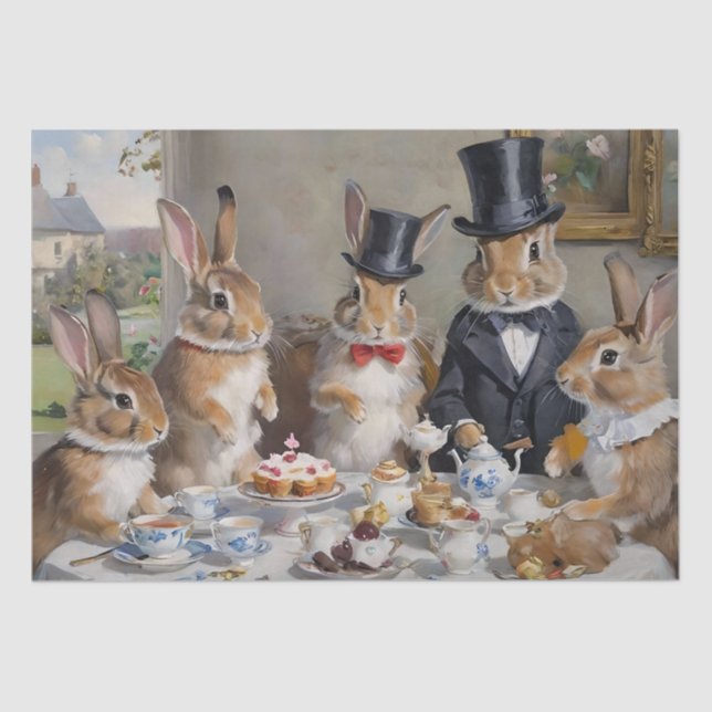 The Enchanted Hare's Tea Soiree Decoupage Tissue Paper (Front)