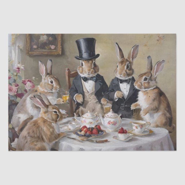 The Enchanted Hare's Tea Soiree Decoupage Tissue Paper (Front)