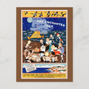 The Enchanted Isle USA Vintage Travel Poster Postcard