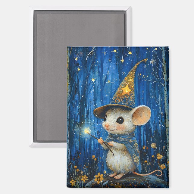 The Enchanted Magician Mouse Fantasy Art Magnet (Front/Back)