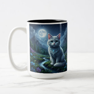 The Enchanted Moonlight Cat Ceramic Mug