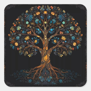 The Enchanted Mosaic Tree Square Sticker