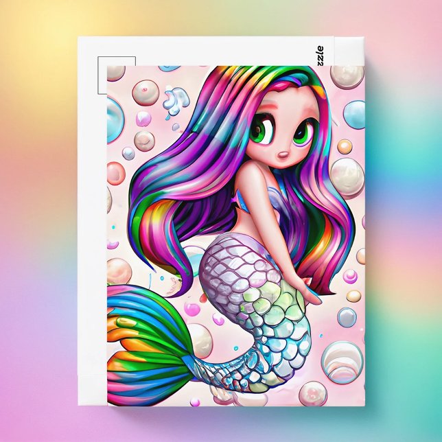 The Enchanted Rainbow Mermaid Bubbles Postcard (Creator Uploaded)